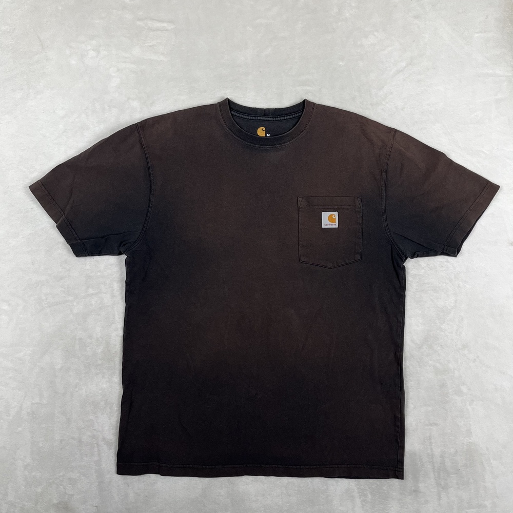 Carhartt T-Shirt Mens Medium Black Original Fit Pocket Workwear Sun Faded